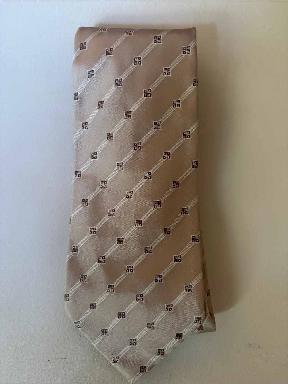 Givenchy Beige Silk Tie with Subtle Logo Motif